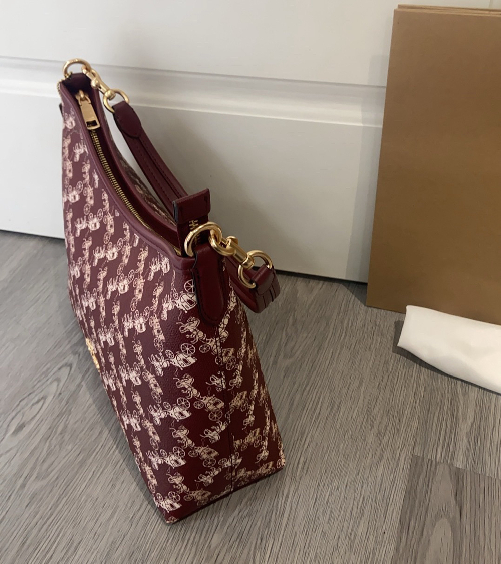 Coach Burgundy Classic Carriage Monogram Underarm Bag - Picture 6 of 9